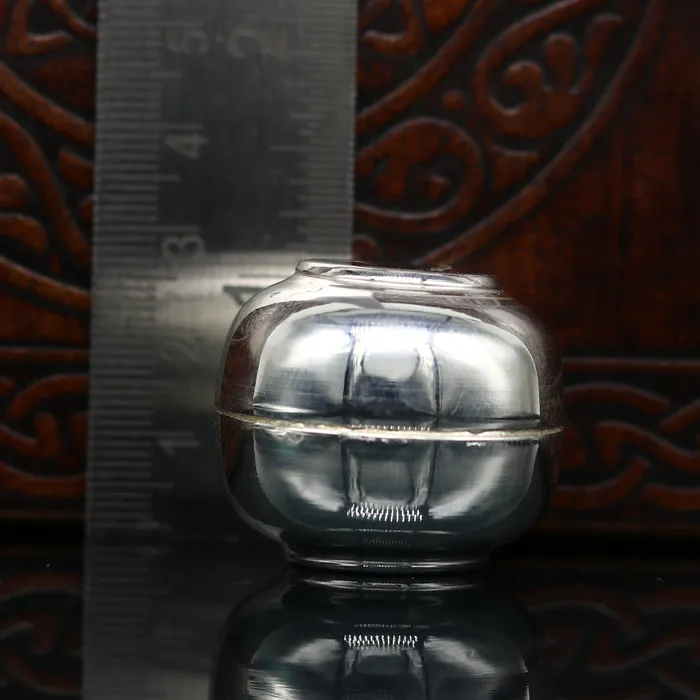 TRIBAL ORNAMENTS 999 fine silver handmade gorgeous small idols Prasad box trinket box container box brides Sindur box solid silver article utensil sv185 Necklaces