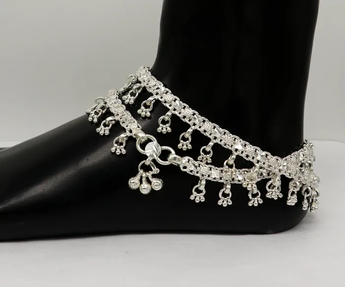 TRIBAL ORNAMENTS Bracelets 105 sterling silver solid handmade vintage stylish anklet bracelet foot bracelet tribal belly dance wedding tribal jewelry gifting ank383