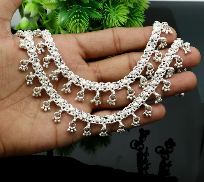 TRIBAL ORNAMENTS Bracelets 105 sterling silver solid handmade vintage stylish anklet bracelet foot bracelet tribal belly dance wedding tribal jewelry gifting ank383