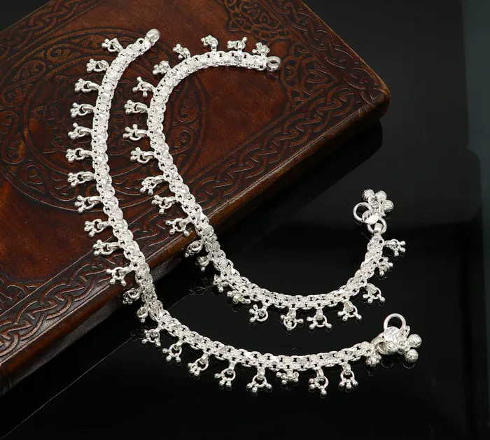 TRIBAL ORNAMENTS Bracelets 105 sterling silver solid handmade vintage stylish anklet bracelet foot bracelet tribal belly dance wedding tribal jewelry gifting ank383