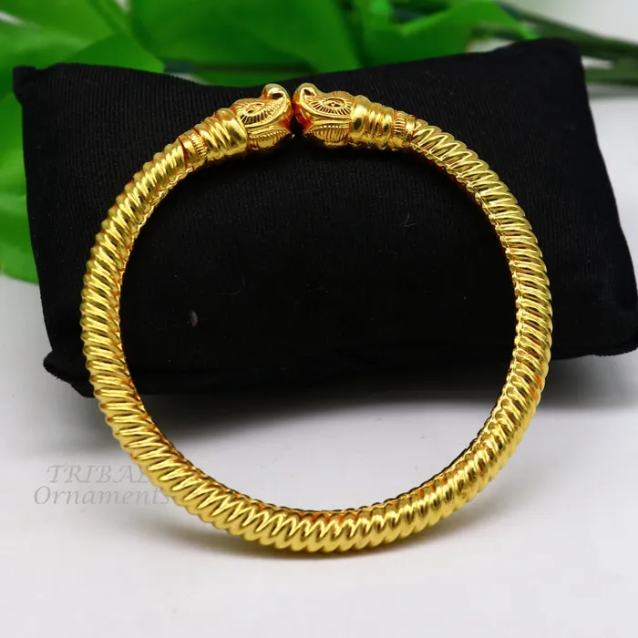 TRIBAL ORNAMENTS Bracelets 22 kt yellow gold handmade customized vintage elephant design stylish kada bangle bracelet best gifting for wedding anniversary gift gk02 TRIBAL ORNAMENTS Bracelets 22 kt yellow gold handmade customized vintage elephant design stylish kada bangle bracelet best gifting for wedding anniversary gift gk02