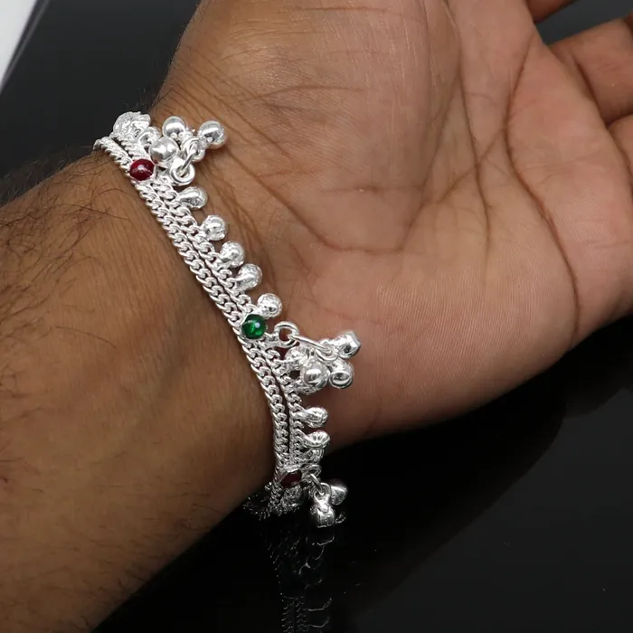 TRIBAL ORNAMENTS Bracelets 6 inches handmade solid sterling silver baby kids ankle bracelet unisex baby anklet foot bracelet customized charm noisy bracelet ank415 TRIBAL ORNAMENTS Bracelets 6 inches handmade solid sterling silver baby kids ankle bracelet unisex baby anklet foot bracelet customized charm noisy bracelet ank415