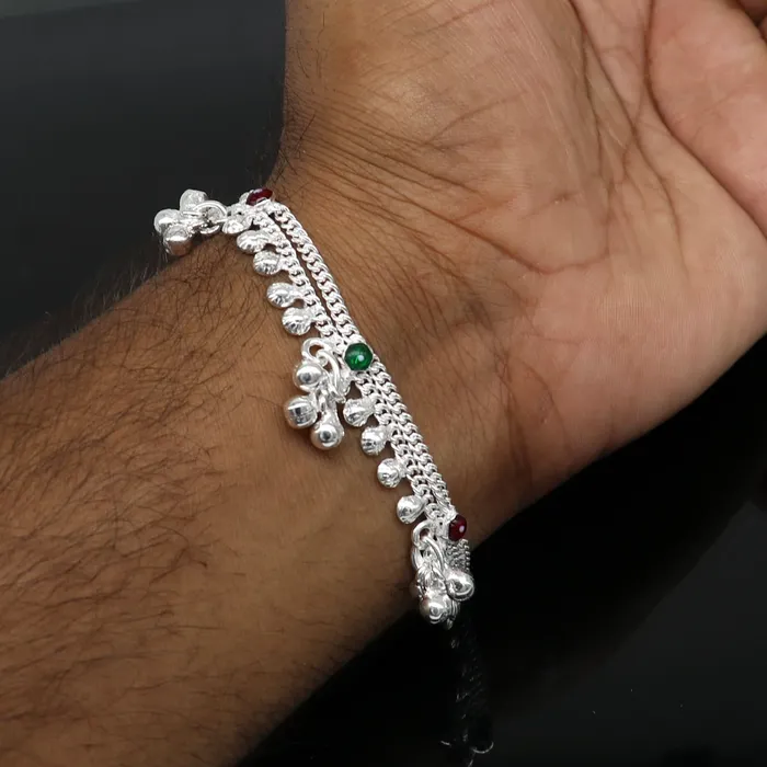TRIBAL ORNAMENTS Bracelets 6 inches handmade solid sterling silver baby kids ankle bracelet unisex baby anklet foot bracelet customized charm noisy bracelet ank415