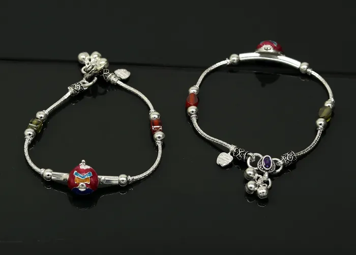 TRIBAL ORNAMENTS Bracelets 75 handmade amazing smiley customized design baby ankle bracelet teenager personalized baby gifting kids anklets jewelry nank198
