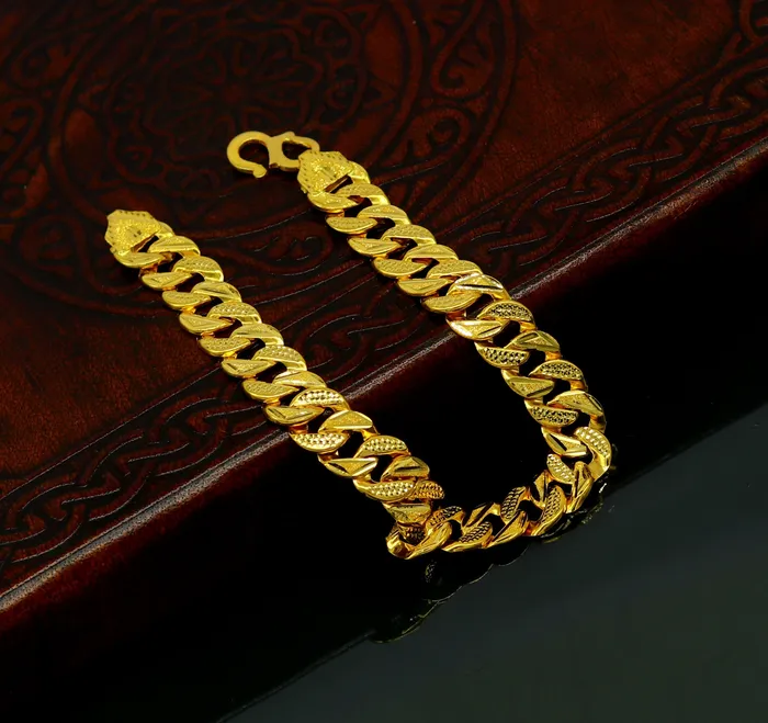 TRIBAL ORNAMENTS Bracelets 8859 22kt yellow gold custom stylish design fabulous flexible link bracelet best gift unisex personalized gold fancy jewelry br44