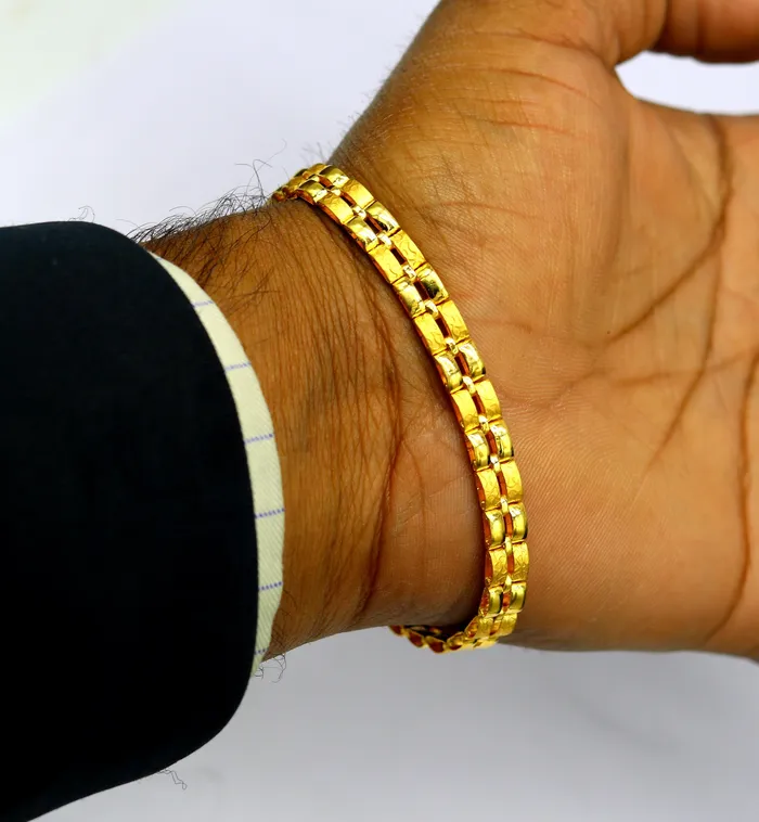 TRIBAL ORNAMENTS Bracelets 8859 22kt yellow gold custom unique stylish design fabulous flexible bracelet best gift unisex personalized gold fancy jewelry br43