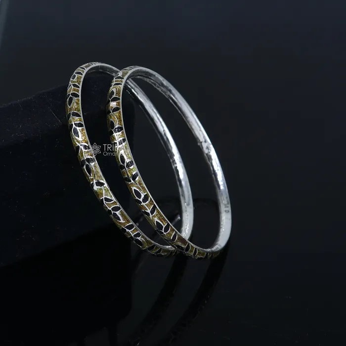 TRIBAL ORNAMENTS Bracelets 925 sterling meenakari work designer bangle bracelet pure silver gifting jewelry brides made bangles ba429 TRIBAL ORNAMENTS Bracelets 925 sterling meenakari work designer bangle bracelet pure silver gifting jewelry brides made bangles ba429