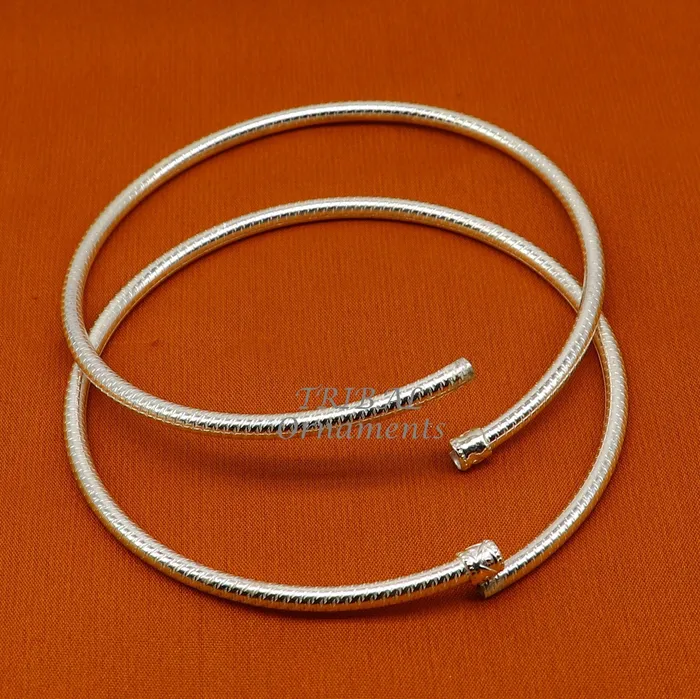 TRIBAL ORNAMENTS Bracelets 925 sterling silver 35mm Vintage design Indian traditional silver womens foot kada anklet pair kada hollow bracelet tribal jewelry nsfk85