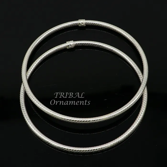 TRIBAL ORNAMENTS Bracelets 925 sterling silver 35mm Vintage design Indian traditional silver womens foot kada anklet pair kada hollow bracelet tribal jewelry nsfk85