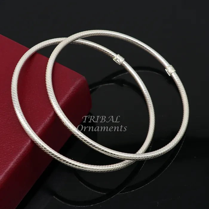 TRIBAL ORNAMENTS Bracelets 925 sterling silver 35mm Vintage design Indian traditional silver womens foot kada anklet pair kada hollow bracelet tribal jewelry nsfk85