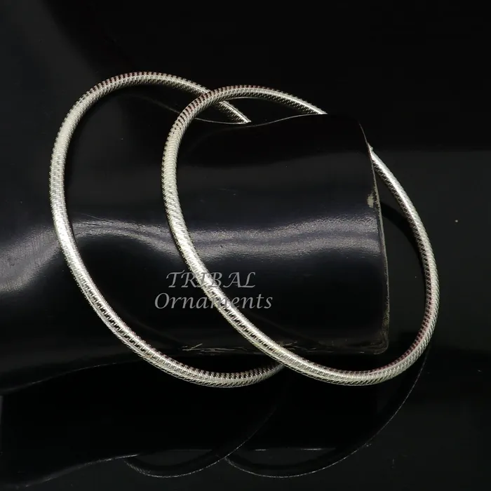 TRIBAL ORNAMENTS Bracelets 925 sterling silver 35mm Vintage design Indian traditional silver womens foot kada anklet pair kada hollow bracelet tribal jewelry nsfk85