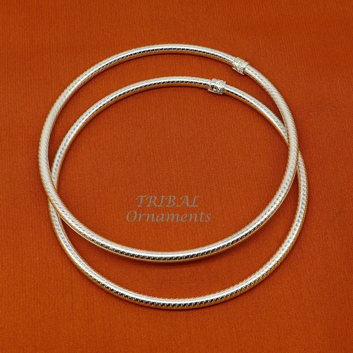 TRIBAL ORNAMENTS Bracelets 925 sterling silver 35mm Vintage design Indian traditional silver womens foot kada anklet pair kada hollow bracelet tribal jewelry nsfk85