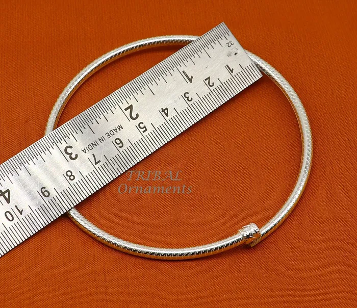 TRIBAL ORNAMENTS Bracelets 925 sterling silver 35mm Vintage design Indian traditional silver womens foot kada anklet pair kada hollow bracelet tribal jewelry nsfk85
