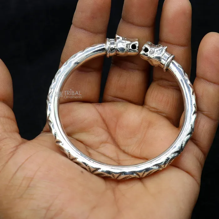 TRIBAL ORNAMENTS Bracelets 925 sterling silver fabulous cultural trendy lion face stylish kada bangle bracelet pretty work attractive tribal belly dance jewelry nsk800