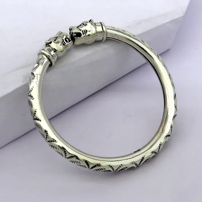 TRIBAL ORNAMENTS Bracelets 925 sterling silver fabulous cultural trendy lion face stylish kada bangle bracelet pretty work attractive tribal belly dance jewelry nsk800