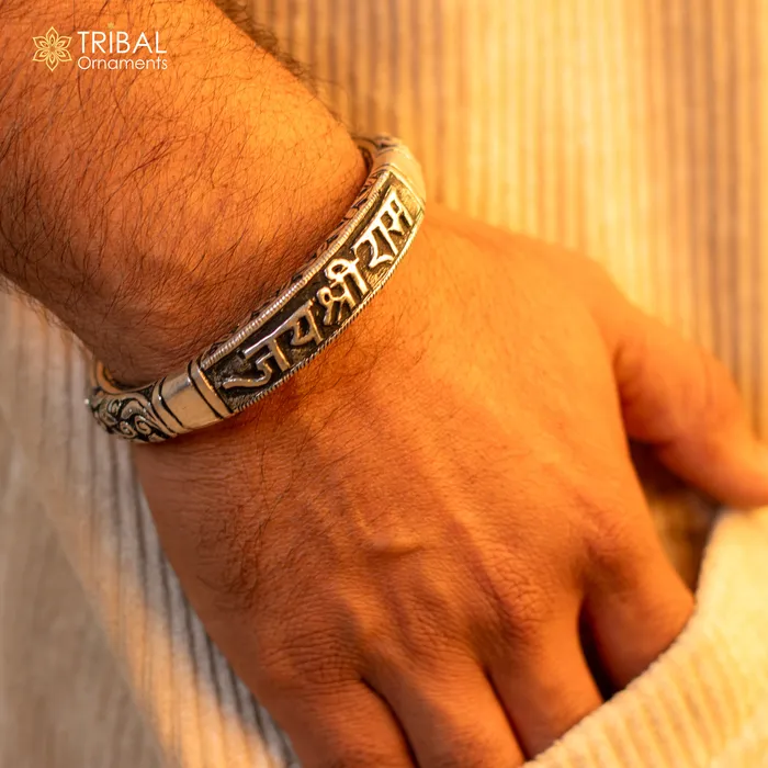 TRIBAL ORNAMENTS Bracelets 925 Sterling silver handmade chitai work jai shree ram lord rama mantra bracelet kada best divine unisex tribal ethnic jewelry nsk584 TRIBAL ORNAMENTS Bracelets 925 Sterling silver handmade chitai work jai shree ram lord rama mantra bracelet kada best divine unisex tribal ethnic jewelry nsk584