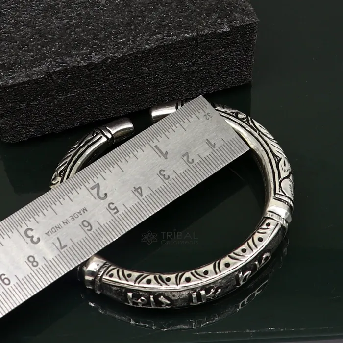 TRIBAL ORNAMENTS Bracelets 925 Sterling silver handmade chitai work jai shree ram lord rama mantra bracelet kada best divine unisex tribal ethnic jewelry nsk584