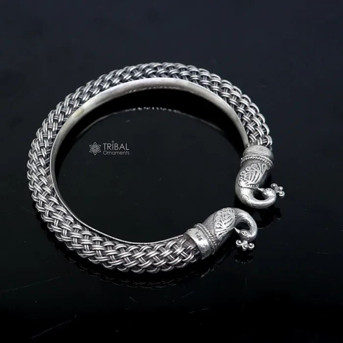 TRIBAL ORNAMENTS Bracelets 925 sterling silver handmade fashionable vintage peacock design bangle bracelet kada unisex customized personalized hiphop jewelry nsk845