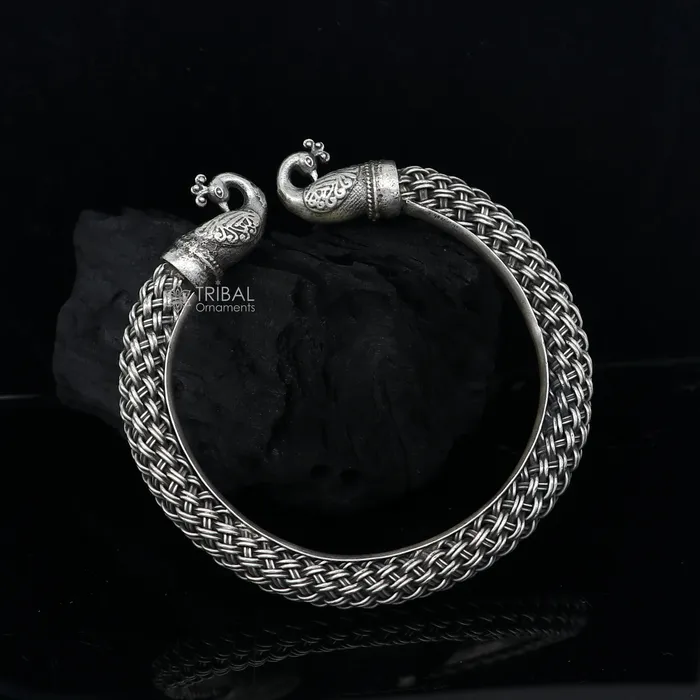 TRIBAL ORNAMENTS Bracelets 925 sterling silver handmade fashionable vintage peacock design bangle bracelet kada unisex customized personalized hiphop jewelry nsk845