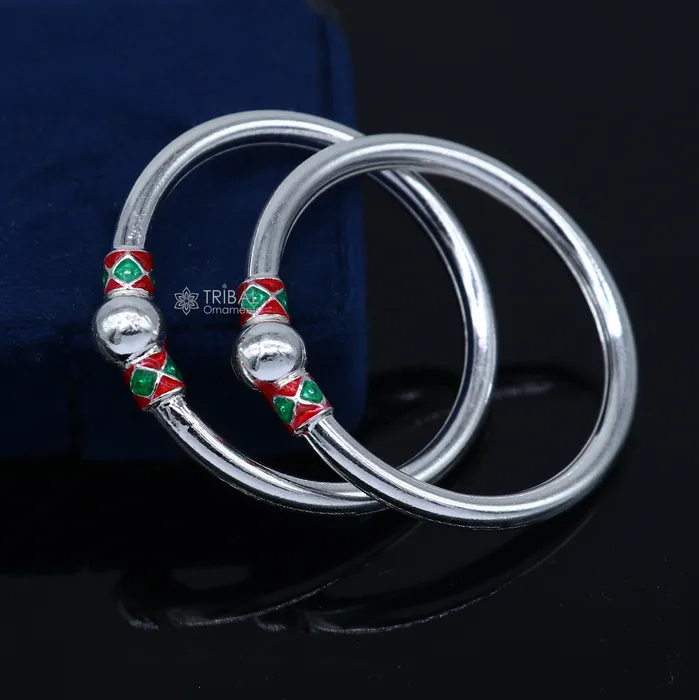 TRIBAL ORNAMENTS Bracelets 925 Sterling silver handmade Single ball design baby bangle bracelet kada fabulous silver baby jewellery bbk209 TRIBAL ORNAMENTS Bracelets 925 Sterling silver handmade Single ball design baby bangle bracelet kada fabulous silver baby jewellery bbk209