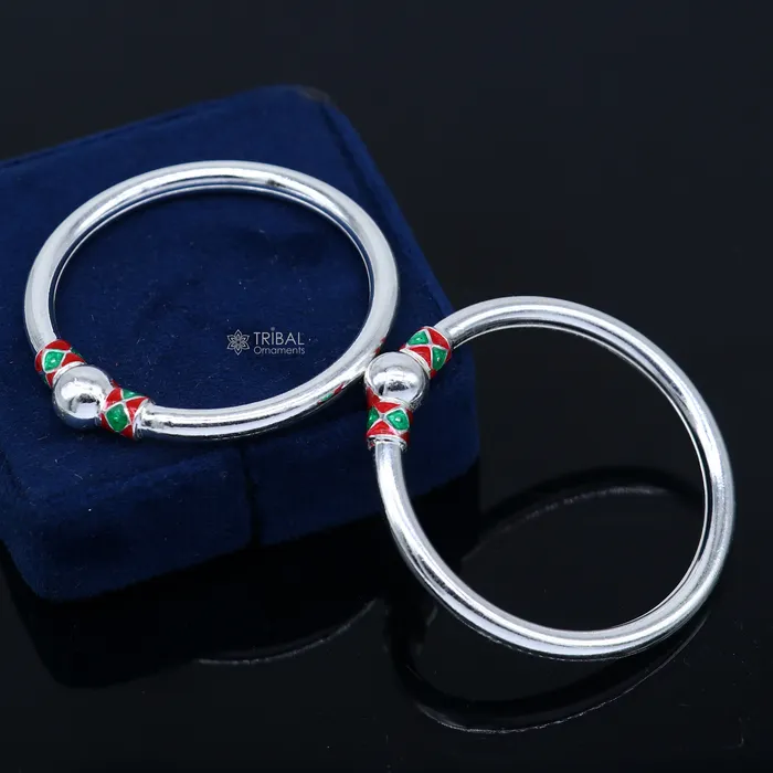 TRIBAL ORNAMENTS Bracelets 925 Sterling silver handmade Single ball design baby bangle bracelet kada fabulous silver baby jewellery bbk209 TRIBAL ORNAMENTS Bracelets 925 Sterling silver handmade Single ball design baby bangle bracelet kada fabulous silver baby jewellery bbk209