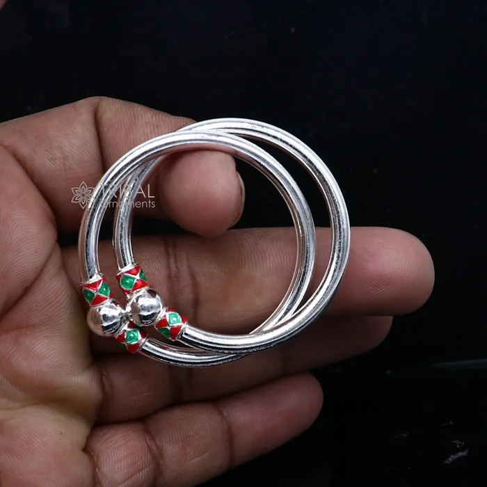 TRIBAL ORNAMENTS Bracelets 925 Sterling silver handmade Single ball design baby bangle bracelet kada fabulous silver baby jewellery bbk209 TRIBAL ORNAMENTS Bracelets 925 Sterling silver handmade Single ball design baby bangle bracelet kada fabulous silver baby jewellery bbk209