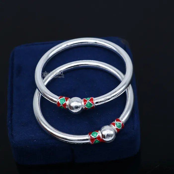 TRIBAL ORNAMENTS Bracelets 925 Sterling silver handmade Single ball design baby bangle bracelet kada fabulous silver baby jewellery bbk209 TRIBAL ORNAMENTS Bracelets 925 Sterling silver handmade Single ball design baby bangle bracelet kada fabulous silver baby jewellery bbk209