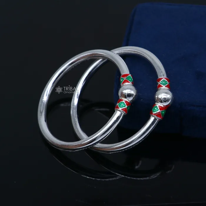 TRIBAL ORNAMENTS Bracelets 925 Sterling silver handmade Single ball design baby bangle bracelet kada fabulous silver baby jewellery bbk209 TRIBAL ORNAMENTS Bracelets 925 Sterling silver handmade Single ball design baby bangle bracelet kada fabulous silver baby jewellery bbk209