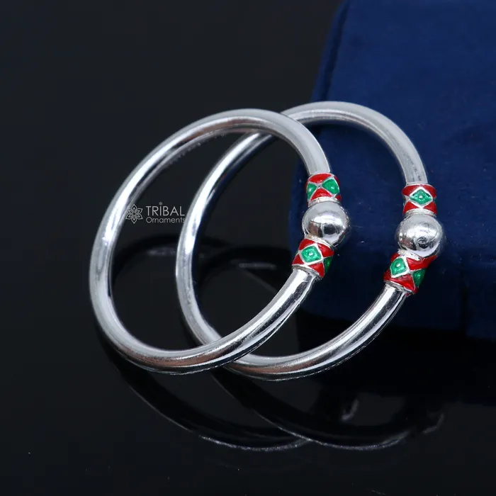 TRIBAL ORNAMENTS Bracelets 925 Sterling silver handmade Single ball design baby bangle bracelet kada fabulous silver baby jewellery bbk209 TRIBAL ORNAMENTS Bracelets 925 Sterling silver handmade Single ball design baby bangle bracelet kada fabulous silver baby jewellery bbk209
