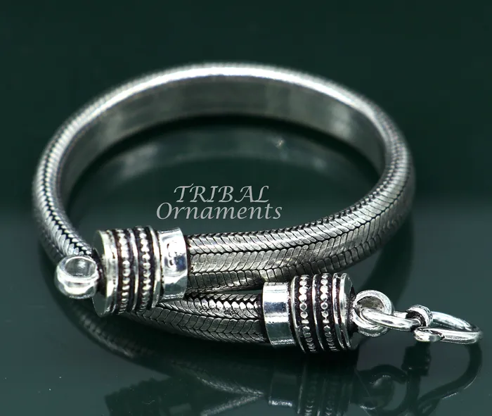TRIBAL ORNAMENTS Bracelets 9MM 925 sterling silver handmade amazing snake chain flexible unisex D shape half round bracelet elegant wrist belt bracelet india sbr476