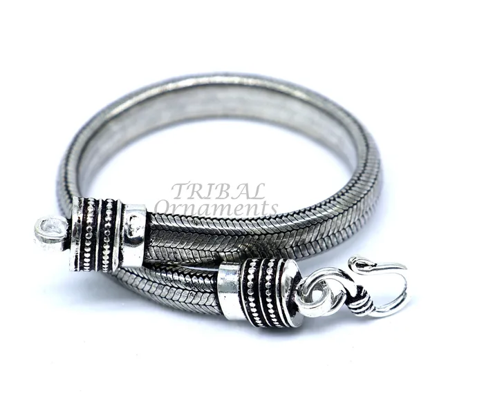 TRIBAL ORNAMENTS Bracelets 9MM 925 sterling silver handmade amazing snake chain flexible unisex D shape half round bracelet elegant wrist belt bracelet india sbr476