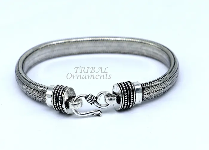TRIBAL ORNAMENTS Bracelets 9MM 925 sterling silver handmade amazing snake chain flexible unisex D shape half round bracelet elegant wrist belt bracelet india sbr476