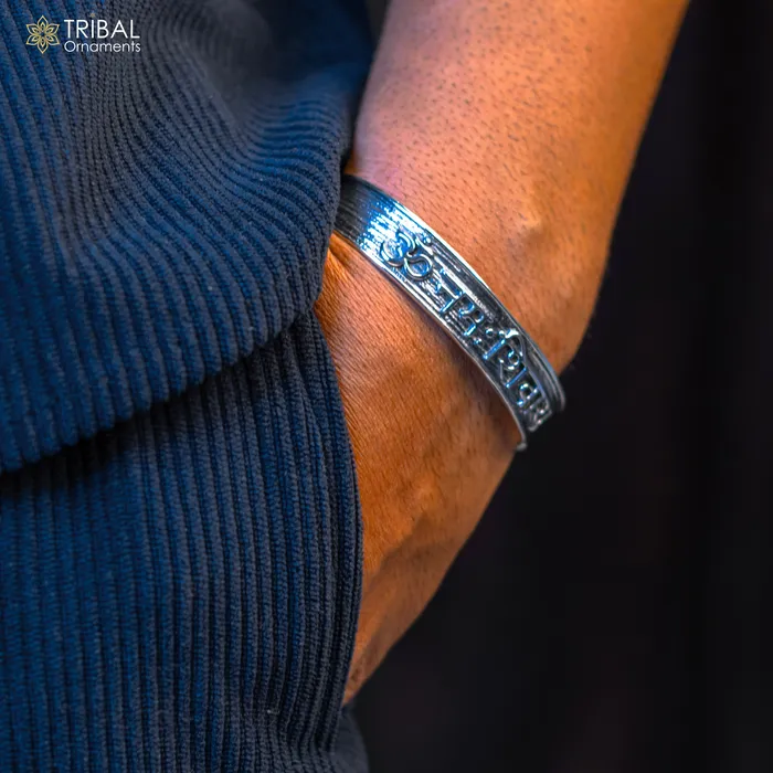 TRIBAL ORNAMENTS Bracelets Authentic 925 sterling silver exclusive design handmade cuff kada bracelet easy to adjust with your wrist pure mantra kada jewelry cuff47
