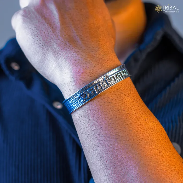 TRIBAL ORNAMENTS Bracelets Authentic 925 sterling silver exclusive design handmade cuff kada bracelet easy to adjust with your wrist pure mantra kada jewelry cuff47