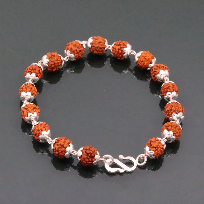TRIBAL ORNAMENTS Bracelets Solid silver handmade Natural Rudraksha beads 85 inches long bracelet jewelry from rajasthan india sbr50