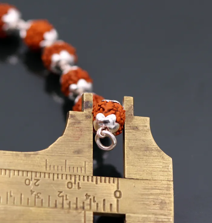 TRIBAL ORNAMENTS Bracelets Solid silver handmade Natural Rudraksha beads 85 inches long bracelet jewelry from rajasthan india sbr50