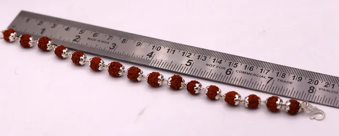 TRIBAL ORNAMENTS Bracelets Solid silver handmade Natural Rudraksha beads 85 inches long bracelet jewelry from rajasthan india sbr50