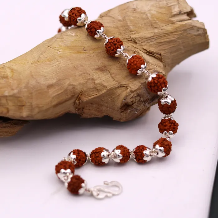 TRIBAL ORNAMENTS Bracelets Solid silver handmade Natural Rudraksha beads 85 inches long bracelet jewelry from rajasthan india sbr50
