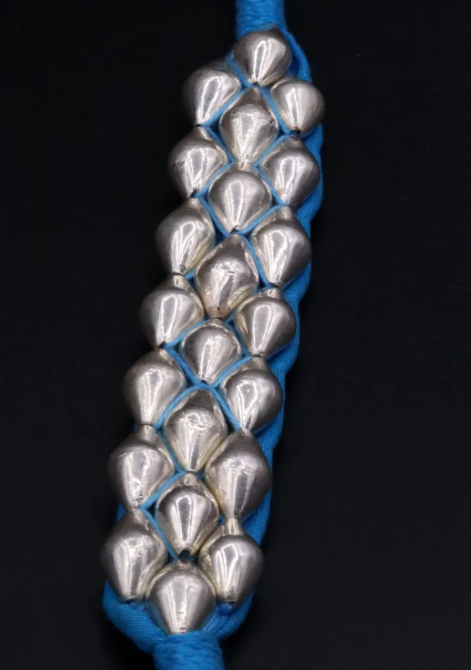 TRIBAL ORNAMENTS Bracelets Traditional design handmade sterling silver beads ball fabulous vintage tribal cuff bracelet from rajasthan india cb01