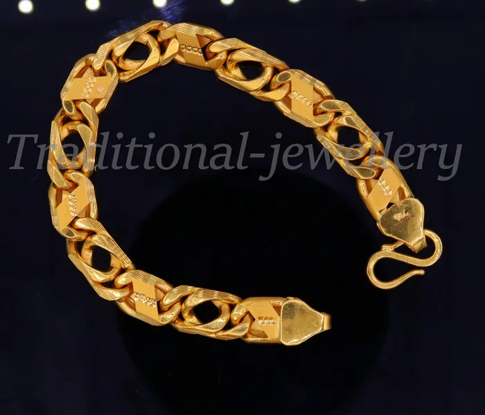 TRIBAL ORNAMENTS Bracelets Traditional navabi chain style 22kt yellow gold handmade fabulous mens bracelet gifting jewelry TRIBAL ORNAMENTS Bracelets Traditional navabi chain style 22kt yellow gold handmade fabulous mens bracelet gifting jewelry