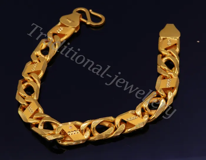 TRIBAL ORNAMENTS Bracelets Traditional navabi chain style 22kt yellow gold handmade fabulous mens bracelet gifting jewelry TRIBAL ORNAMENTS Bracelets Traditional navabi chain style 22kt yellow gold handmade fabulous mens bracelet gifting jewelry
