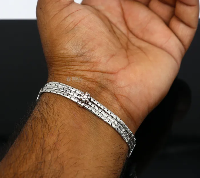 TRIBAL ORNAMENTS Bracelets Vintage designer 925 sterling silver handmade 3 line chain 85 inches customized bracelet Amazing oxidized personalized gift sbr698