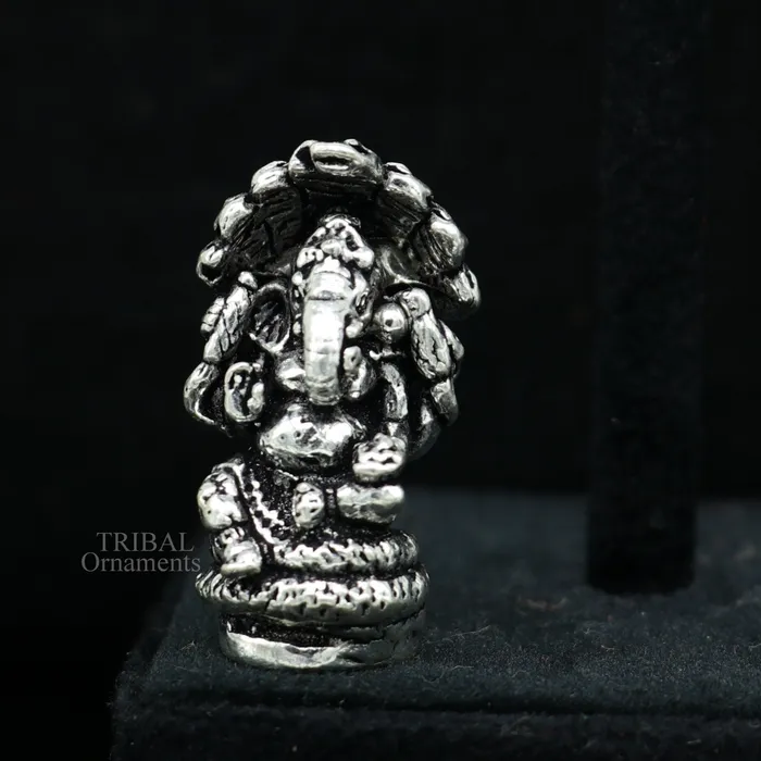 TRIBAL ORNAMENTS Divine stylish 925 Sterling silver solid small lord Ganesha statue art best puja figurine for home temple for wealth and prosperity art517 Necklaces