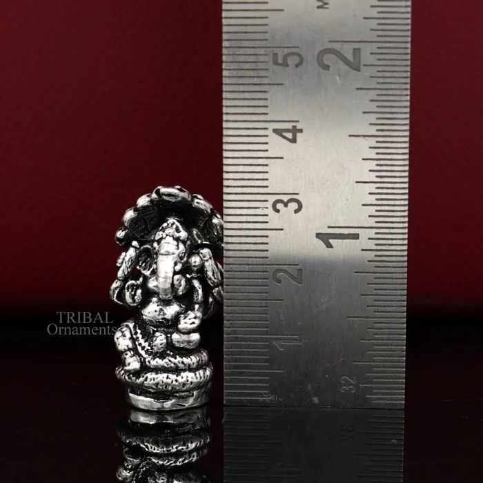 TRIBAL ORNAMENTS Divine stylish 925 Sterling silver solid small lord Ganesha statue art best puja figurine for home temple for wealth and prosperity art517 Necklaces