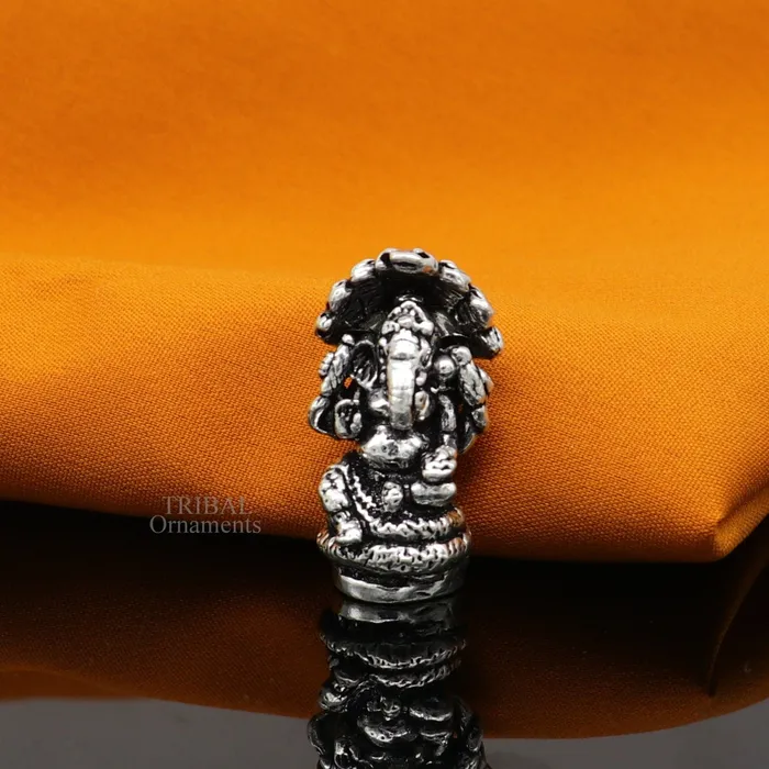 TRIBAL ORNAMENTS Divine stylish 925 Sterling silver solid small lord Ganesha statue art best puja figurine for home temple for wealth and prosperity art517 Necklaces