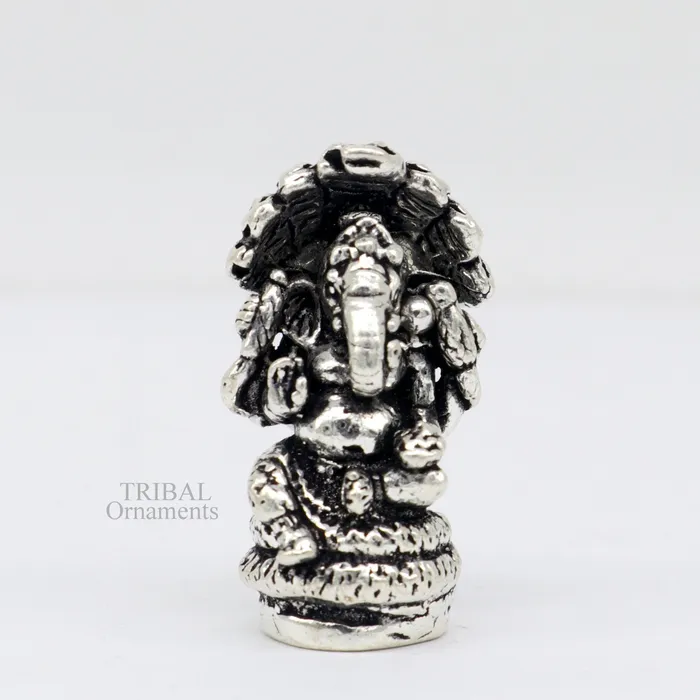 TRIBAL ORNAMENTS Divine stylish 925 Sterling silver solid small lord Ganesha statue art best puja figurine for home temple for wealth and prosperity art517 Necklaces