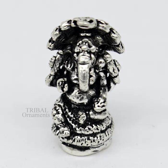 TRIBAL ORNAMENTS Divine stylish 925 Sterling silver solid small lord Ganesha statue art best puja figurine for home temple for wealth and prosperity art517 Necklaces