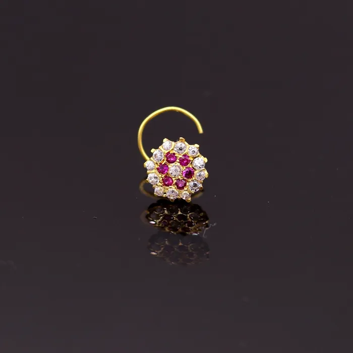 TRIBAL ORNAMENTS Earrings 18kt yellow gold handmade fabulous pink color stone cubic zircon nose studexcellent women girls daily use jewelry from Rajasthan gnp17 TRIBAL ORNAMENTS Earrings 18kt yellow gold handmade fabulous pink color stone cubic zircon nose studexcellent women girls daily use jewelry from Rajasthan gnp17