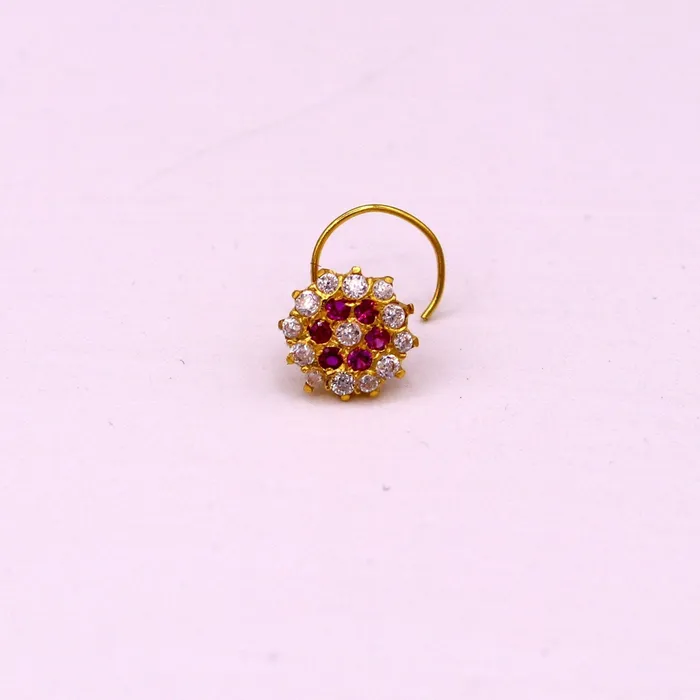 TRIBAL ORNAMENTS Earrings 18kt yellow gold handmade fabulous pink color stone cubic zircon nose studexcellent women girls daily use jewelry from Rajasthan gnp17 TRIBAL ORNAMENTS Earrings 18kt yellow gold handmade fabulous pink color stone cubic zircon nose studexcellent women girls daily use jewelry from Rajasthan gnp17