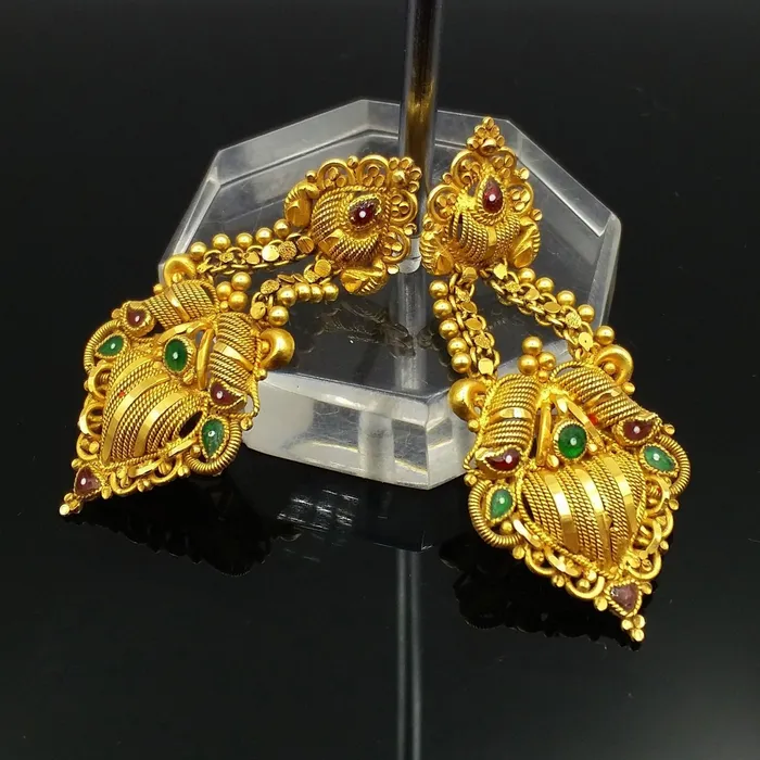 TRIBAL ORNAMENTS Earrings 22carat karat yellow gold handmade filigree work stud earring fabulous indian traditional design earring jewelry TRIBAL ORNAMENTS Earrings 22carat karat yellow gold handmade filigree work stud earring fabulous indian traditional design earring jewelry